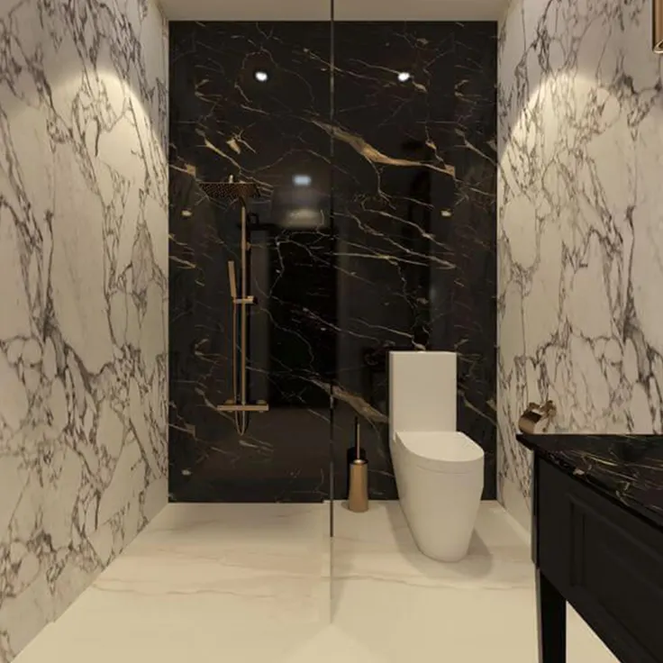 inspirasi pemasangan pvc marble - kamar mandi