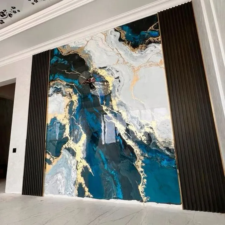 Perpaduan wall panel dengan pvc marble